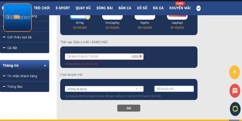 Nạp Tiền Viva88 - Cập Nhật Quy Định Và Hướng Dẫn Chi Tiết 2 Tạo lệnh nạp tiền Viva88 siêu đơn giản